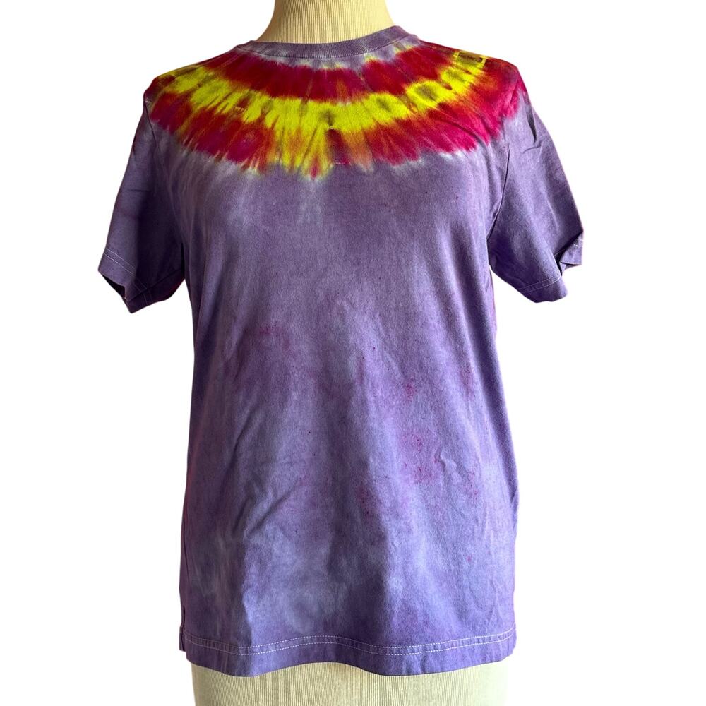 Mens Shirt Size Medium Purple Tie Dye Handcrafted Hippy Vacation Cruise Festival